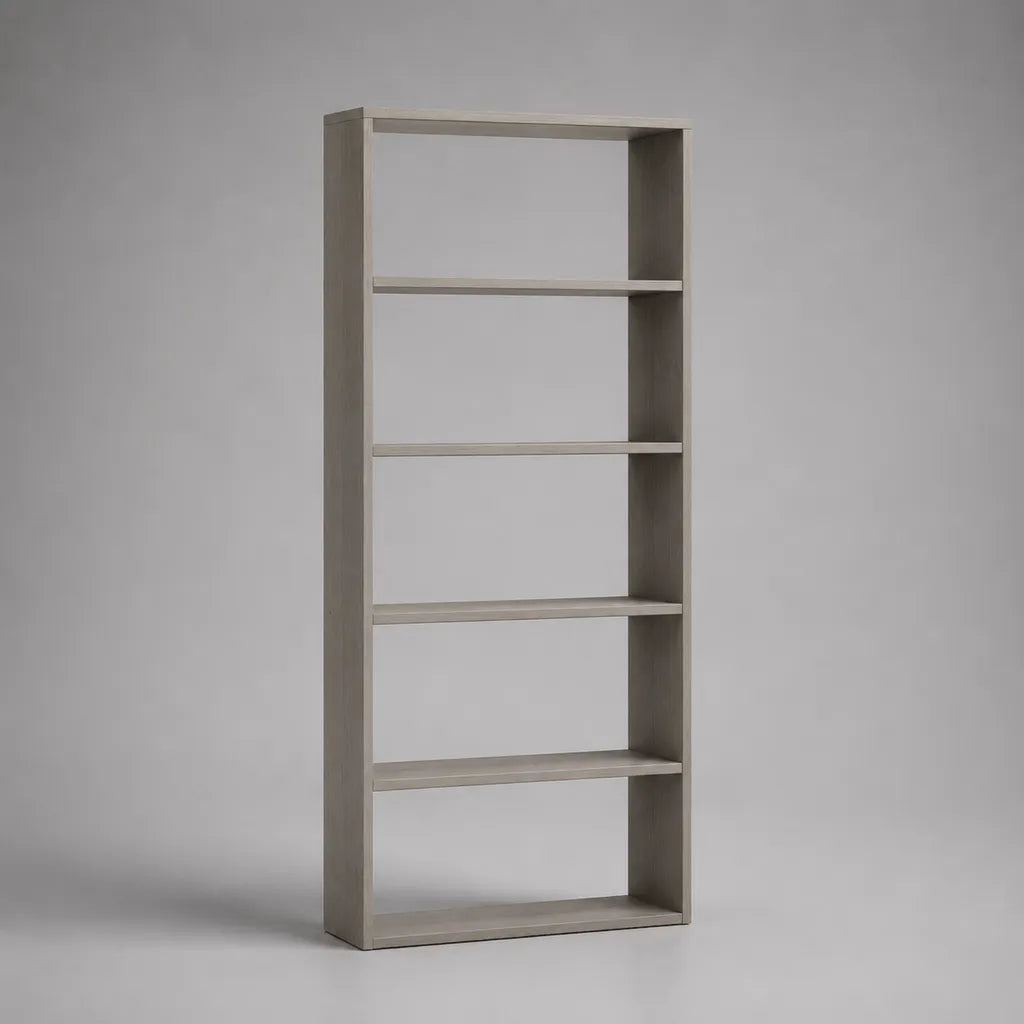 Libreria ripiano in legno rettangolare con 5 livelli, grigio, 60 × 24 × 180 cm