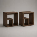 Lotto di 2 credenze in legno rettangolare, marrone noce, 45 × 40 × 50 cm ciascuno