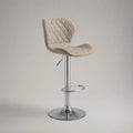 Sgabello rotabile regolabile in poliestere beige e acciaio cromato, 48 × 50 × 86-107 cm