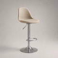 Sgabello da bar girevole e regolabile in PU beige e metallo cromato, 45 × 48 × 84-105 cm