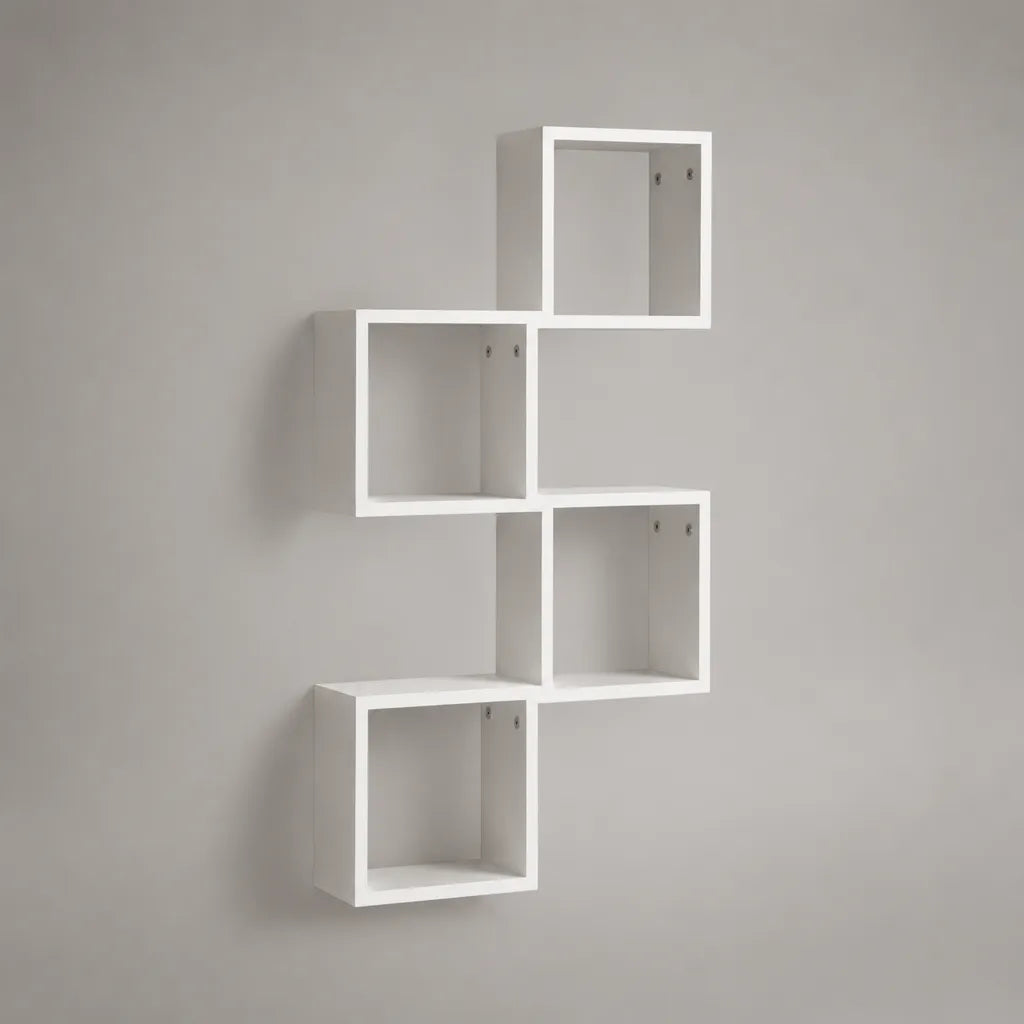 Set di 4 ripiani a parete in legno cubico, 30 × 15 × 30 cm per modulo