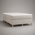 Letto a molla 2 posti in tessuto con materasso con molle drenate e materasso in schiuma, beige leggero, 140 × 200 cm