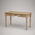 Scrivania rettangolare in legno massello con 2 cassetti, marrone chiaro e nero, 120 × 55 × 76 cm