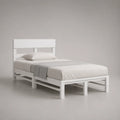 Letto singolo in pino bianco massiccio con letto con latte, 209 × 96 × 100 cm, letto 90 × 200 cm
