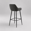 Sgabello bar imbottito in tessuto antracite e grigio nero e acciaio, 53 × 55 × 100 cm, altezza seduta 75 cm